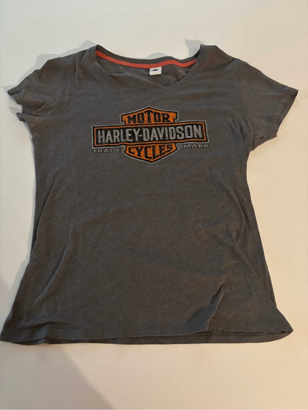 Harley-Davidson Gray Tee with Orange Trim and Logo